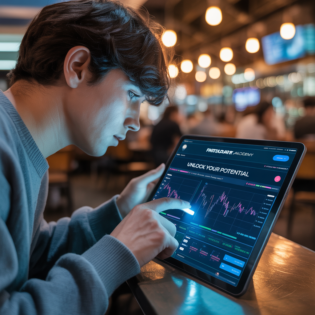 Estudiante utilizando la plataforma de e-learning de FinanzasArFuturo en una tablet