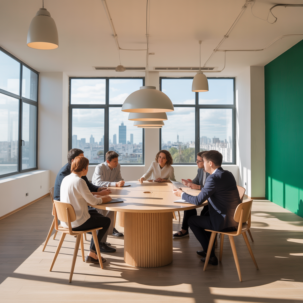 Espacio de coworking moderno utilizado por FinanzasArFuturo para talleres